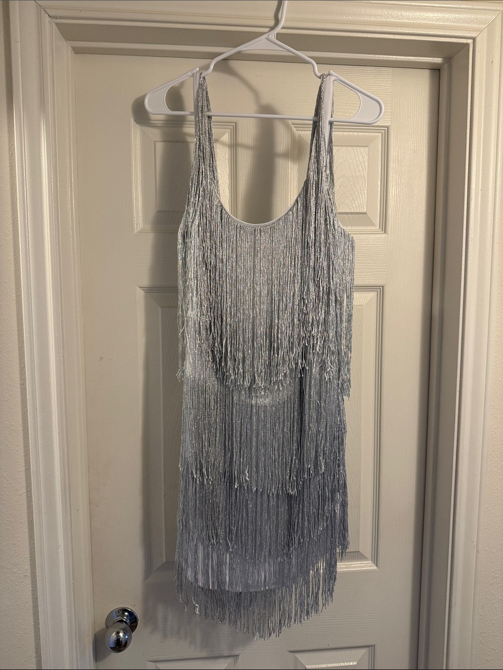 Silver Fringe Party Dress